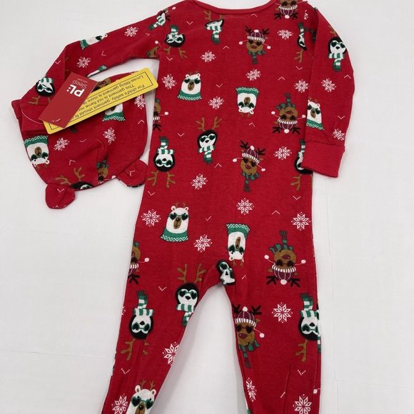 PL Sleep Christmas Pajamas & Hat Size 18 Months Red Green - Picture 6 of 7